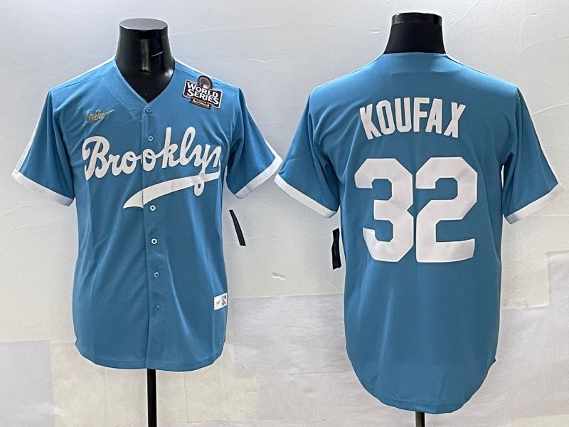 Men Los Angeles Dodgers 32 Koufax Light Blue Throwback 2025 Nike MLB Jersey style 39